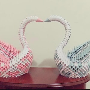 3D Origami Heart Pattern Swan | Handmade Paper Sculpture | Wedding Gift | Personalized Gift | Home Decor |