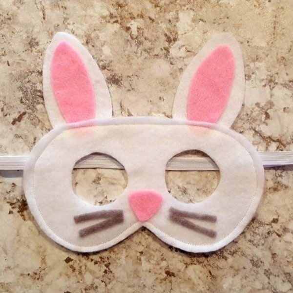 Bouncing Bunny Rabbit Felt Children's Face Mask - Birthday Parties - Dressup - Pretend Play