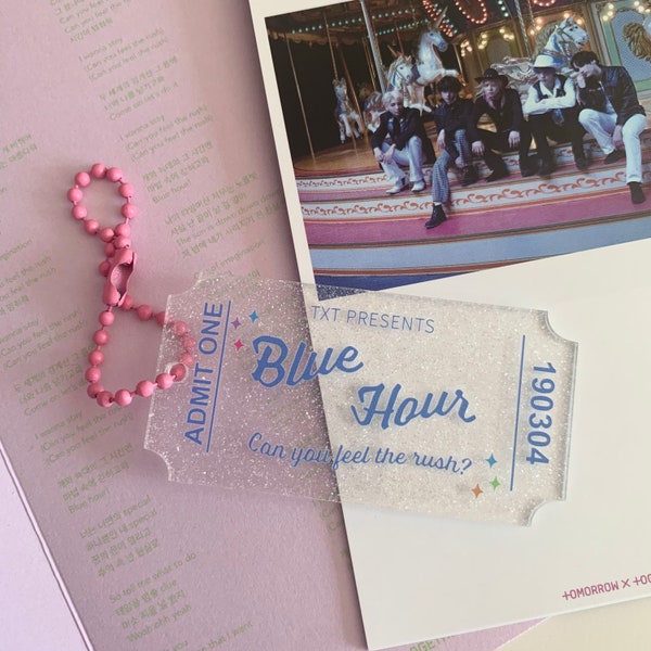 txt blue hour ticket keychain