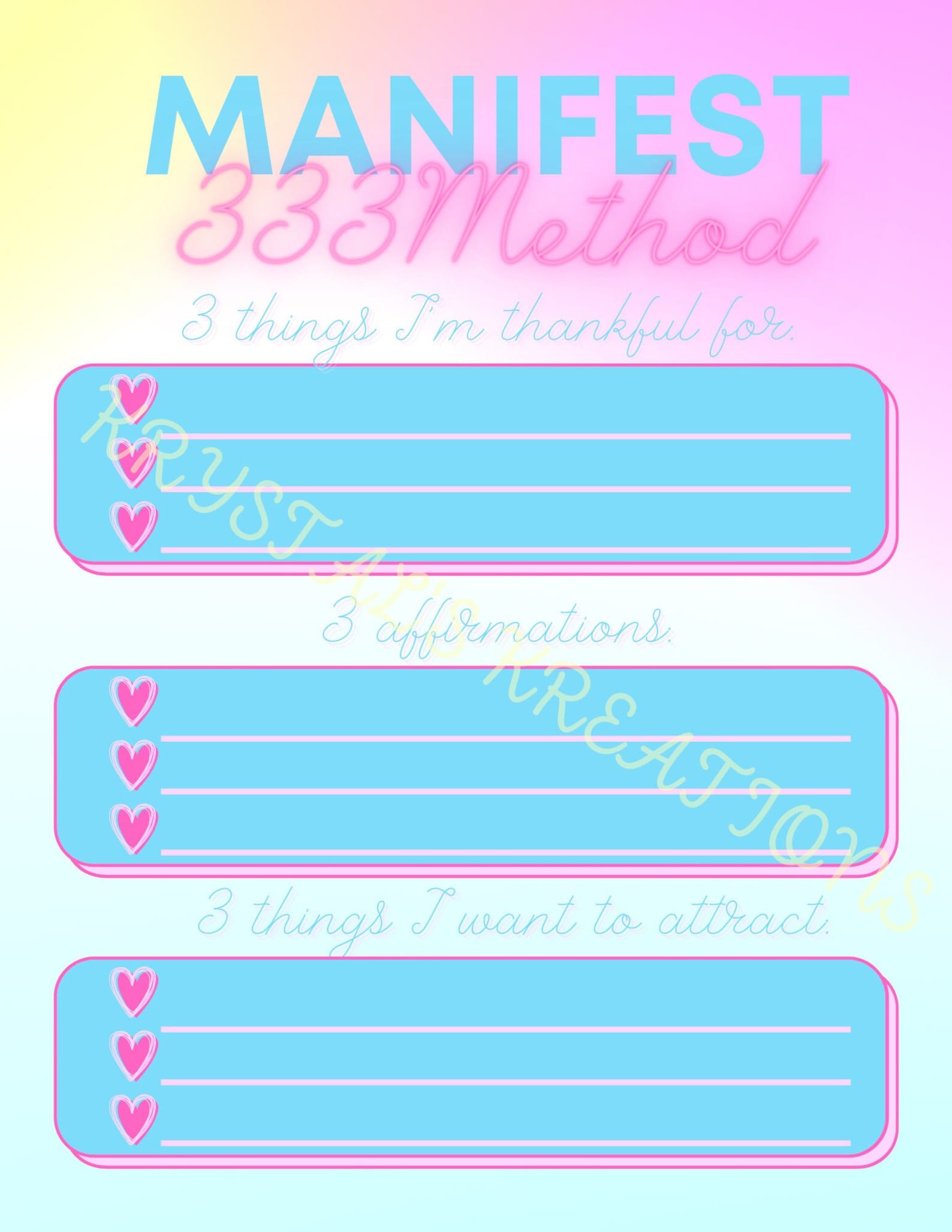 333 Manifestation Method Worksheet | Printable | Instant Download - Etsy