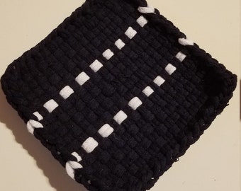 Agarradera de lazo tejido en una mezcla de azul oscuro y blanco - 'White Night'