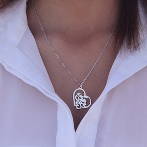 Silver Persian Calligraphy Heart Necklace, Silver Heart Pendant, Persian Necklace, Poem of Hafez, Sterling Silver Pendant, Handmade Jewelry