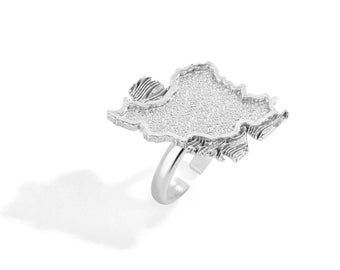 Sterling Silver Iran Ring, Adjustable Handmade Jewelry, Persian Iran Map, Free size