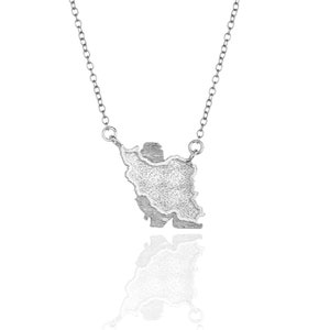 Sterling zilveren handgemaakte ketting, Iran kaart ketting, Perzische ketting, minimale moderne ketting, Perzische sieraden, kaart van Iran, uniek cadeau