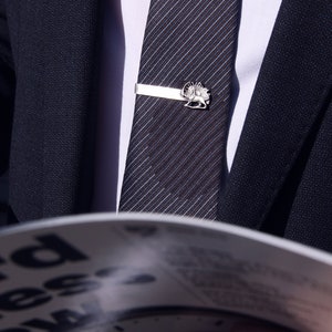 Sterling Silver Lion and Sun Tie Clip, Handcrafted Persian Symbolic Tie Bar, Groom Tie Clip, Handmade Artisanal Modern Tie Bar, Gift for Him