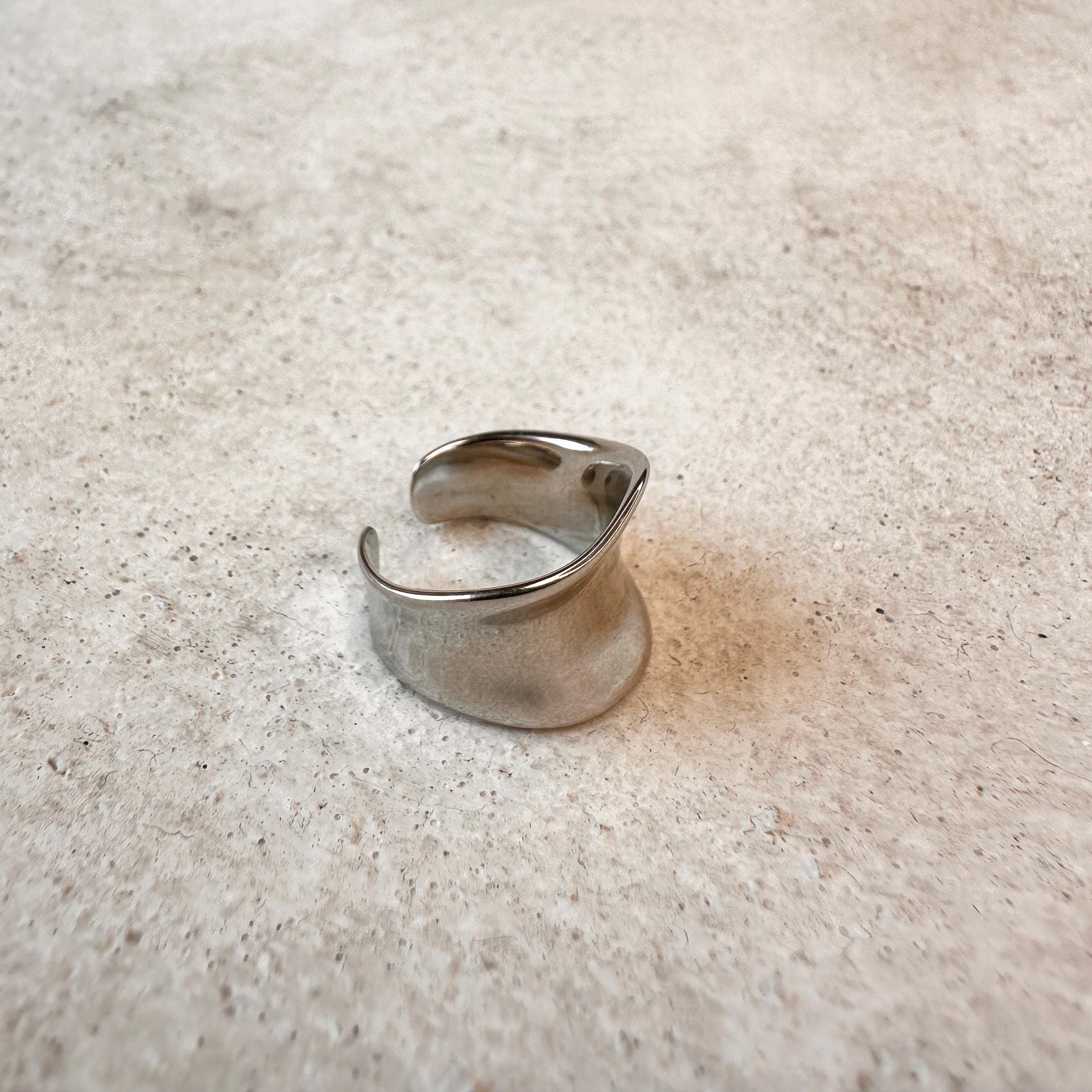 Sterling Silver Wide Band Concave Ring, Chunky Adjustable Thumb Ring ...