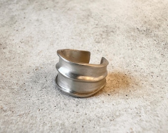 Anillo de plata de ley con banda ancha ajustable, brazalete minimalista, hecho a mano