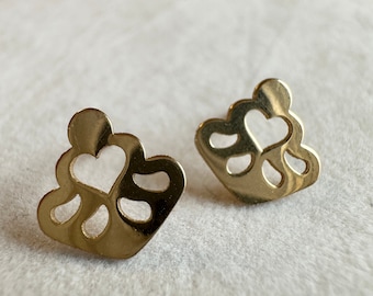 Solid Gold Heart Earrings, Tiny Heart Stud, Minimal Small Heart Earrings, Dainty Gold Earrings, 18k Gold, Valentine Gift, Gold Heart Stud