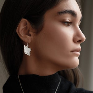Iran Map Silver Dangling Earrings, Silver Iran Earrings, Persian Earrings, Unique Gift, Persian Jewelry, Lightweight Earrings, Persian Gift