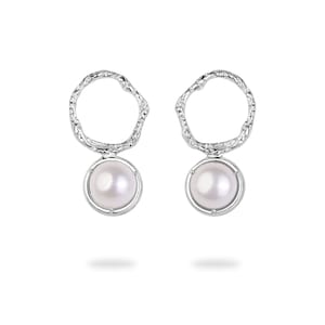 Silver Earrings, Irregular Earrings Stud, Silver Pearl Earrings, Minimal Stud Earrings, Freshwater Pearl Earrings, Sterling Silver Stud