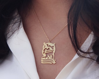 Gold Plated Silver Persian Calligraphy Necklace, "Life is Beautiful"