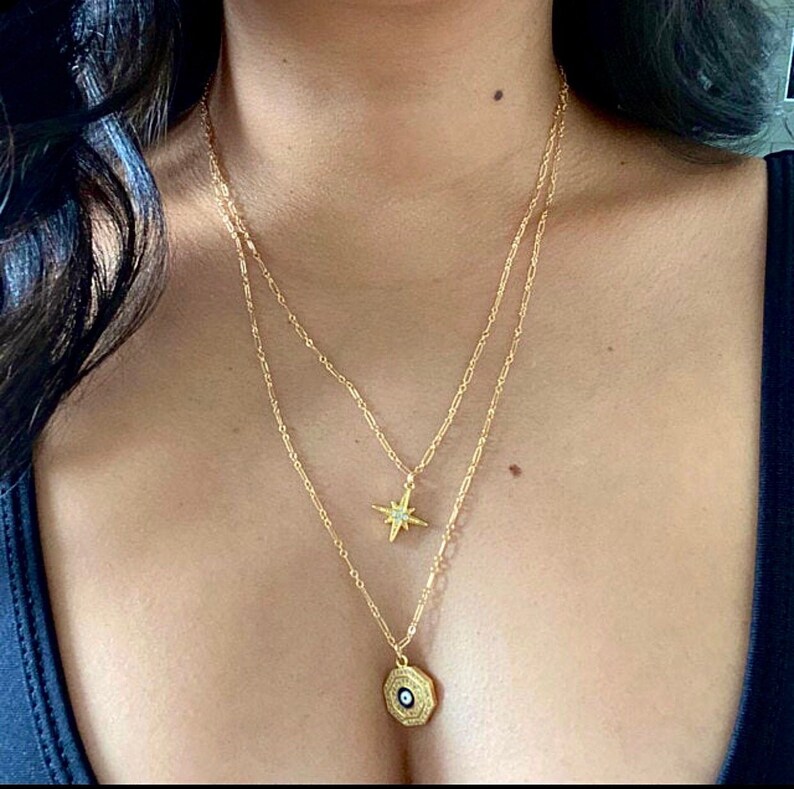 Layering Necklace Gold Evil Eye Necklace Evil Eye Necklace Evil Eye Jewelry Protection Necklace Evil Eye Pendant Evil Eye Charm