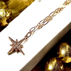 Dainty Gold North Star Necklace • North Star • Polaris Star Necklace • Starburst Necklace • Celestial Jewelry • 14 kt Gold Filled Chain