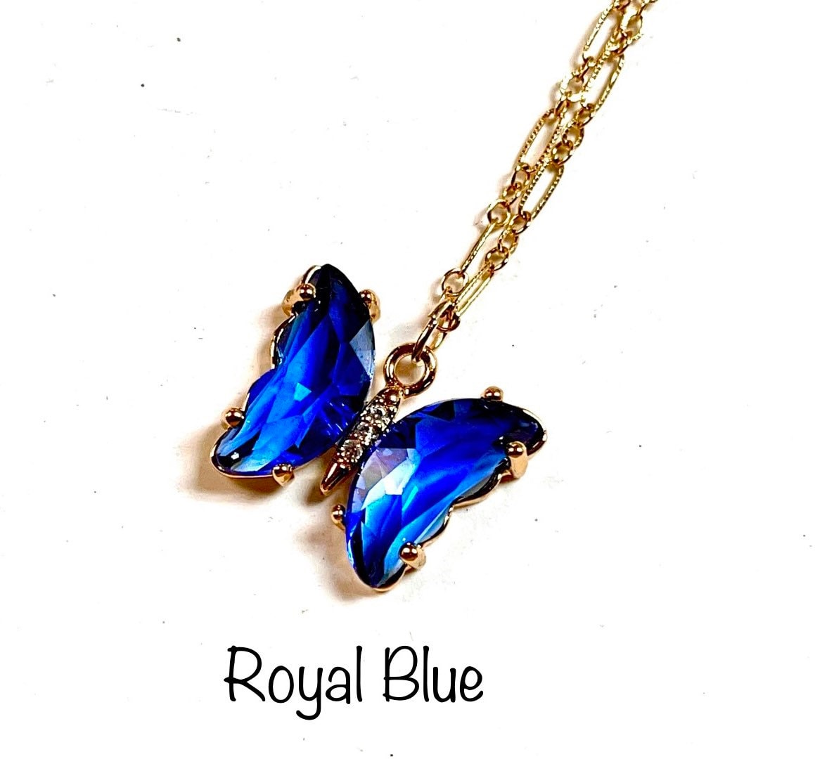 Dainty Butterfly Necklace Yellow Crystal Butterfly Necklace Etsy