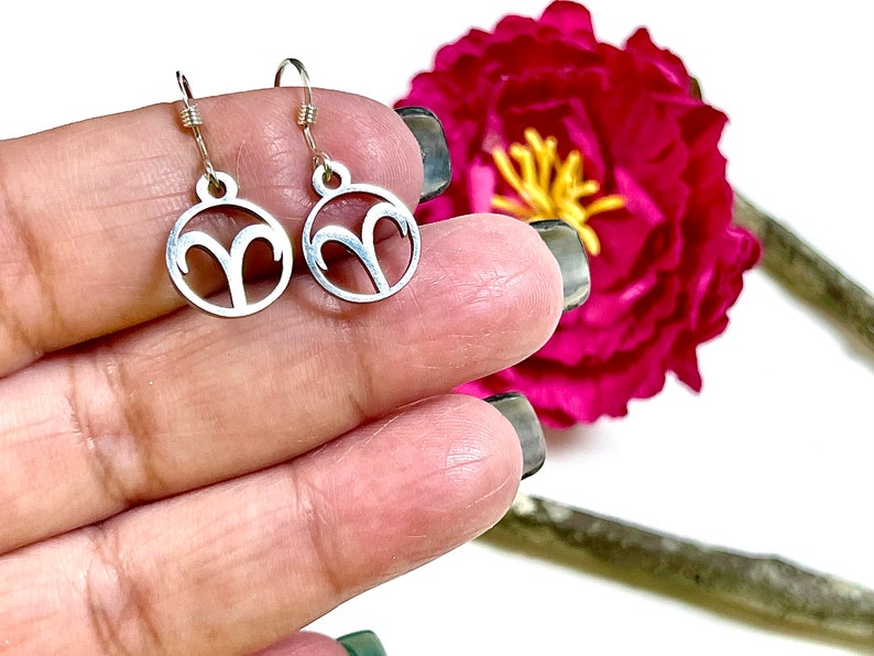 Zodiac Jewelry Dainty Aries Earrings Aries Earrings Minimalist Earrings Zodiac Earrings Silver Aries Zodiac Earrings