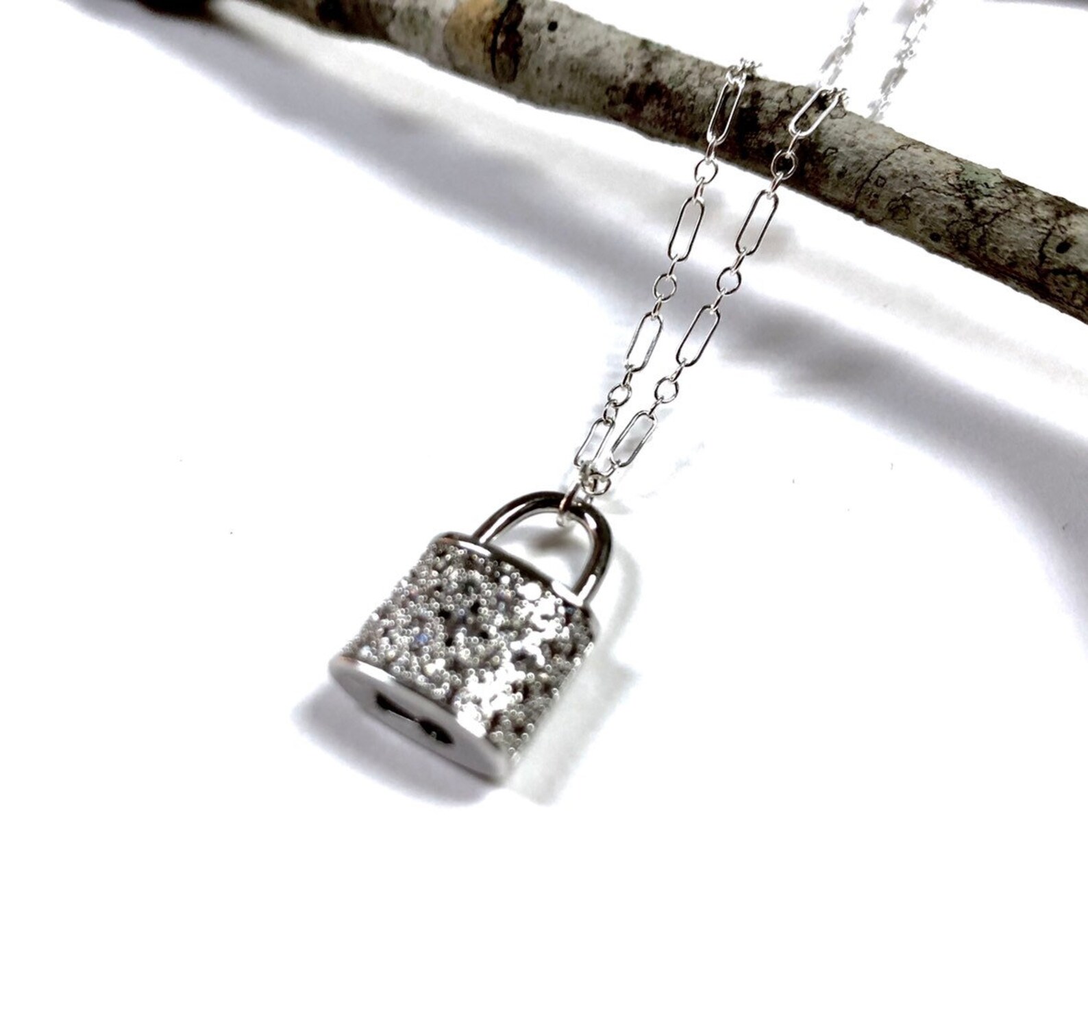 Dainty Silver Lock Necklace Small Lock Necklace Lock Etsy