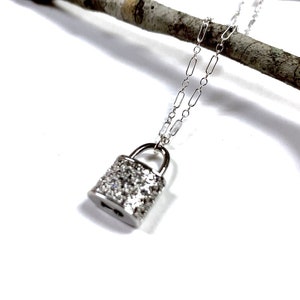Dainty Silver Lock Necklace, Small Lock Necklace, Lock Layering Necklace, Pad Lock Necklace , Padlock Necklace, Love Lock Necklace
