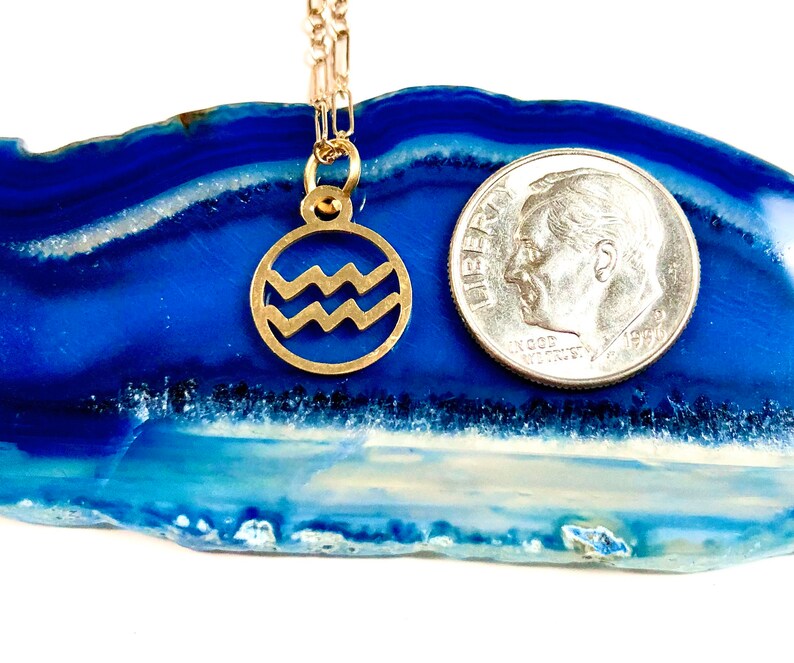 Gold Aquarius Zodiac Necklace Aquarius Necklace Zodiac Etsy
