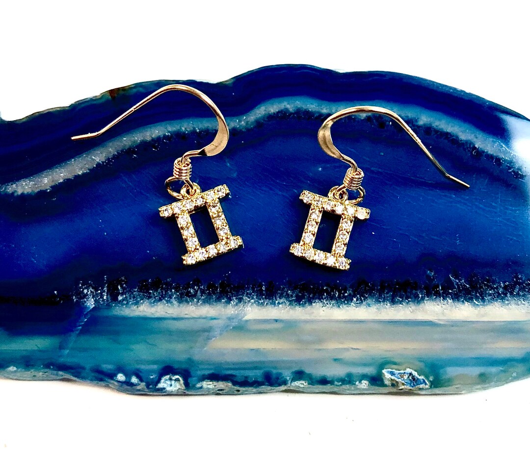 Tiny Gold Gemini Zodiac Earrings Gemini Earrings Zodiac Etsy