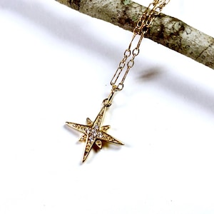 Dainty Gold North Star Necklace, North Star Necklace, Star Necklace, Starburst Necklace, North Star Jewelry , Minimalist Necklace