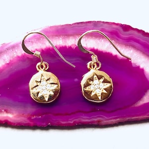 Dainty Gold North Star Earrings, North Star Earrings, Star Earrings, Starburst Earrings, North Star Jewelry, Minimalist Earrings