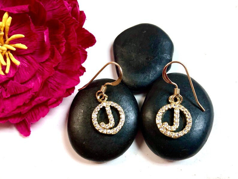 Gold Initial J Earrings Initial J Earrings Letter J Etsy