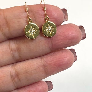 Dainty Gold North Star Earrings, North Star Earrings, Star Earrings, Starburst Earrings, North Star Jewelry, Minimalist Earrings