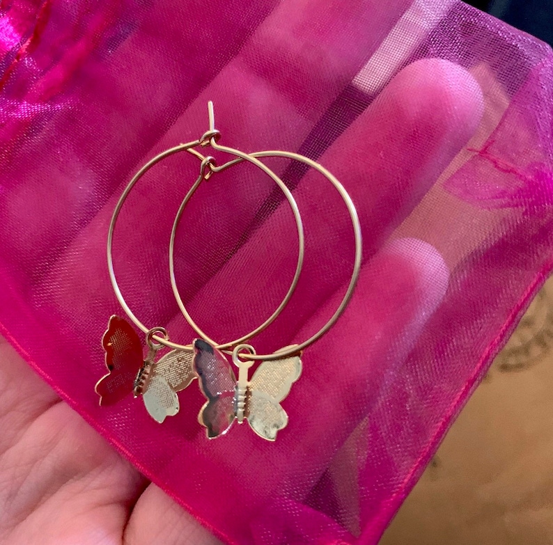 Gold Butterfly Earrings Butterfly Hoop Earrings Gold Hoop Etsy Canada