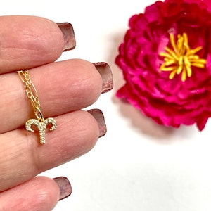 Tiny Gold Aries Zodiac Necklace, Aries Necklace, Zodiac Necklace, Gold Layering Necklace, Minimalist Necklace , Zodiac Jewelry