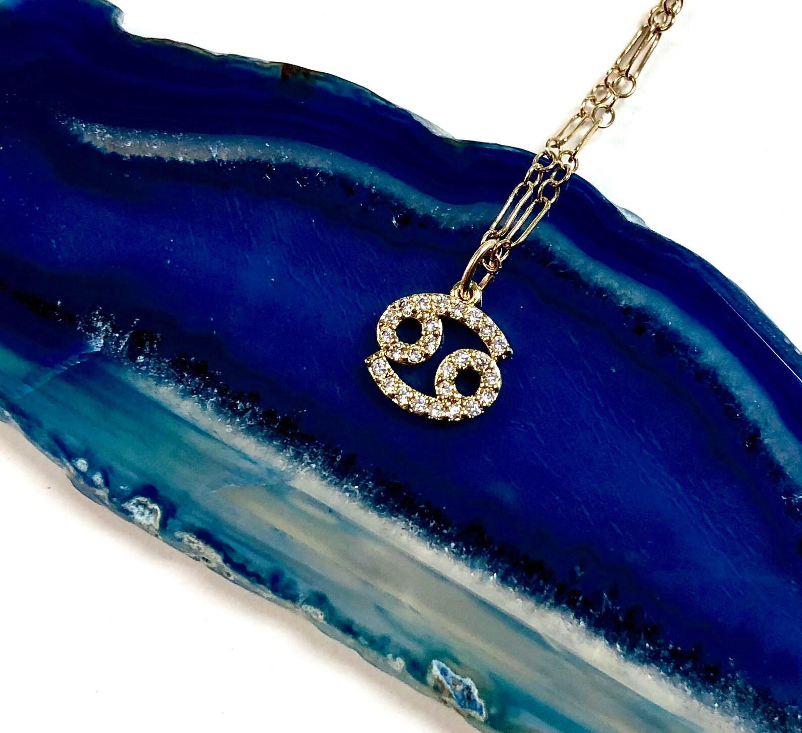 Tiny Gold Cancer Zodiac Necklace Cancer Necklace Zodiac Etsy