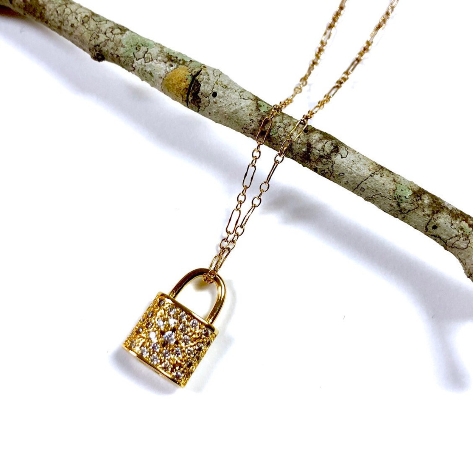 Dainty Gold Lock Necklace Small Lock Necklace Lock Layering Etsy