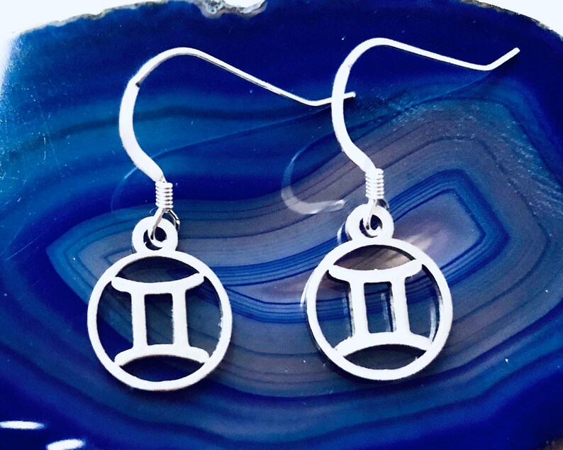 Silver Gemini Zodiac Earrings Gemini Earrings Zodiac Etsy