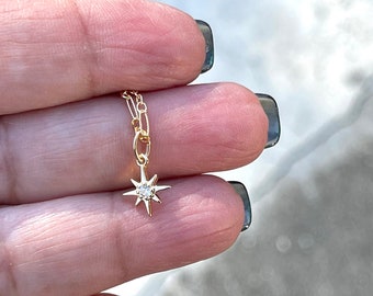 Tiny Gold North Star Necklace, North Star Necklace, Star Necklace, Starburst Necklace, North Star Jewelry , Minimalist Necklace