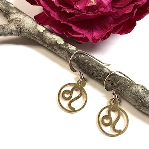 Gold Leo Zodiac Earrings, Leo   Earrings, Leo Jewelry, Zodiac Earrings, Dainty Leo Earrings, Zodiac Jewelry, Minimalist Earrings