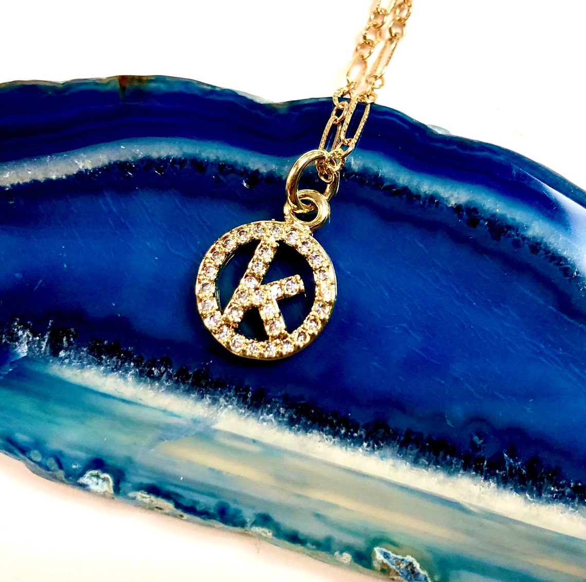 Gold Initial K Necklace Initial K Necklace Letter K Etsy