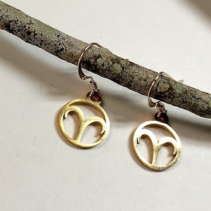 Gold Aries Zodiac Earrings, Aries Earrings, Aries Jewelry, Zodiac Earrings, Dainty Aries Earrings, Zodiac Jewelry, Minimalist Earrings