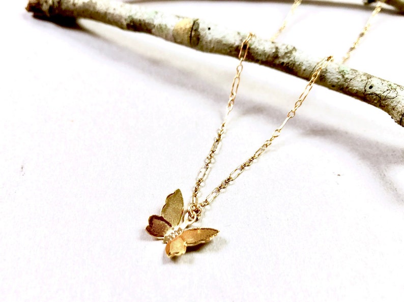 Dainty Gold Butterfly Necklace,Small Butterfly Necklace, Gold Layering Necklace, Minimalist Necklace, Minimalist Jewelry, Summer Jewelry image 1