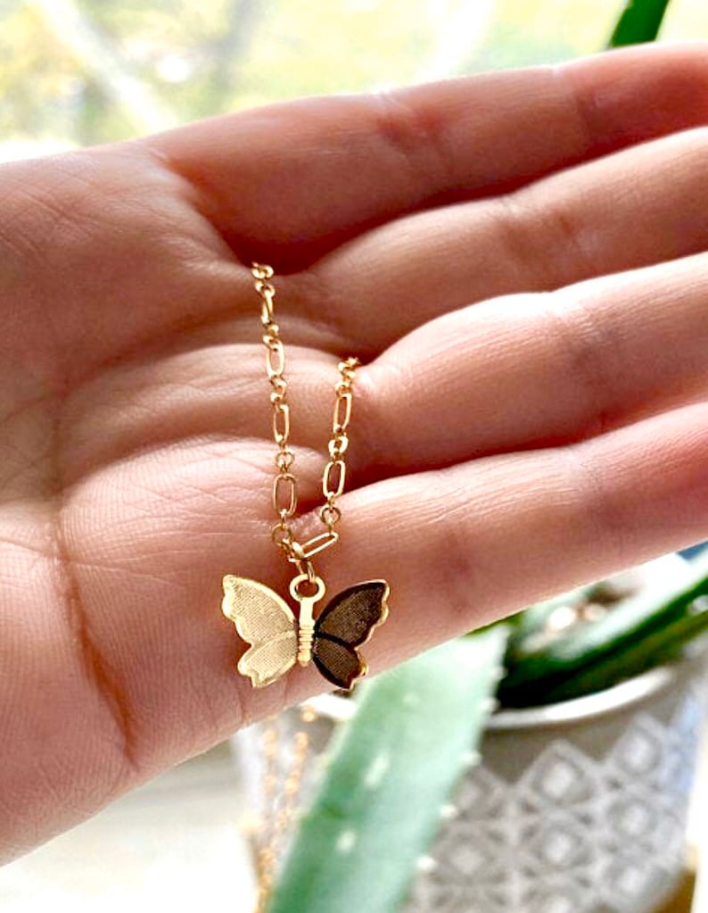 Dainty Gold Butterfly Necklace,Small Butterfly Necklace, Gold Layering Necklace, Minimalist Necklace, Minimalist Jewelry, Summer Jewelry image 4