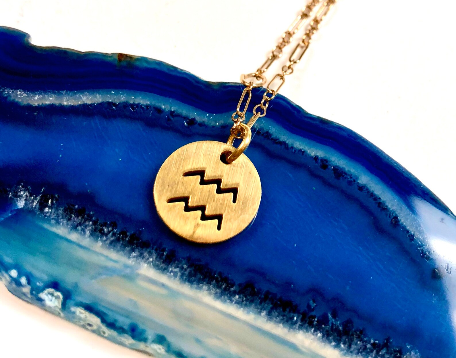 Gold Aquarius Zodiac Necklace Aquarius Necklace Zodiac Etsy