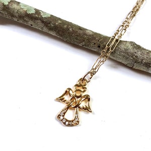 Dainty Gold Angel Necklace, Angel Necklace, Christmas Necklace, Angel Jewelry , Holiday Necklace, Guardian Angel Necklace,Christmas Jewelry