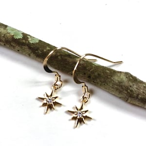 Tiny Gold North Star Earrings,North Star Earrings,Star Earrings, Starburst Earrings,Celestial, North Star Jewelry, Minimalist Earrings