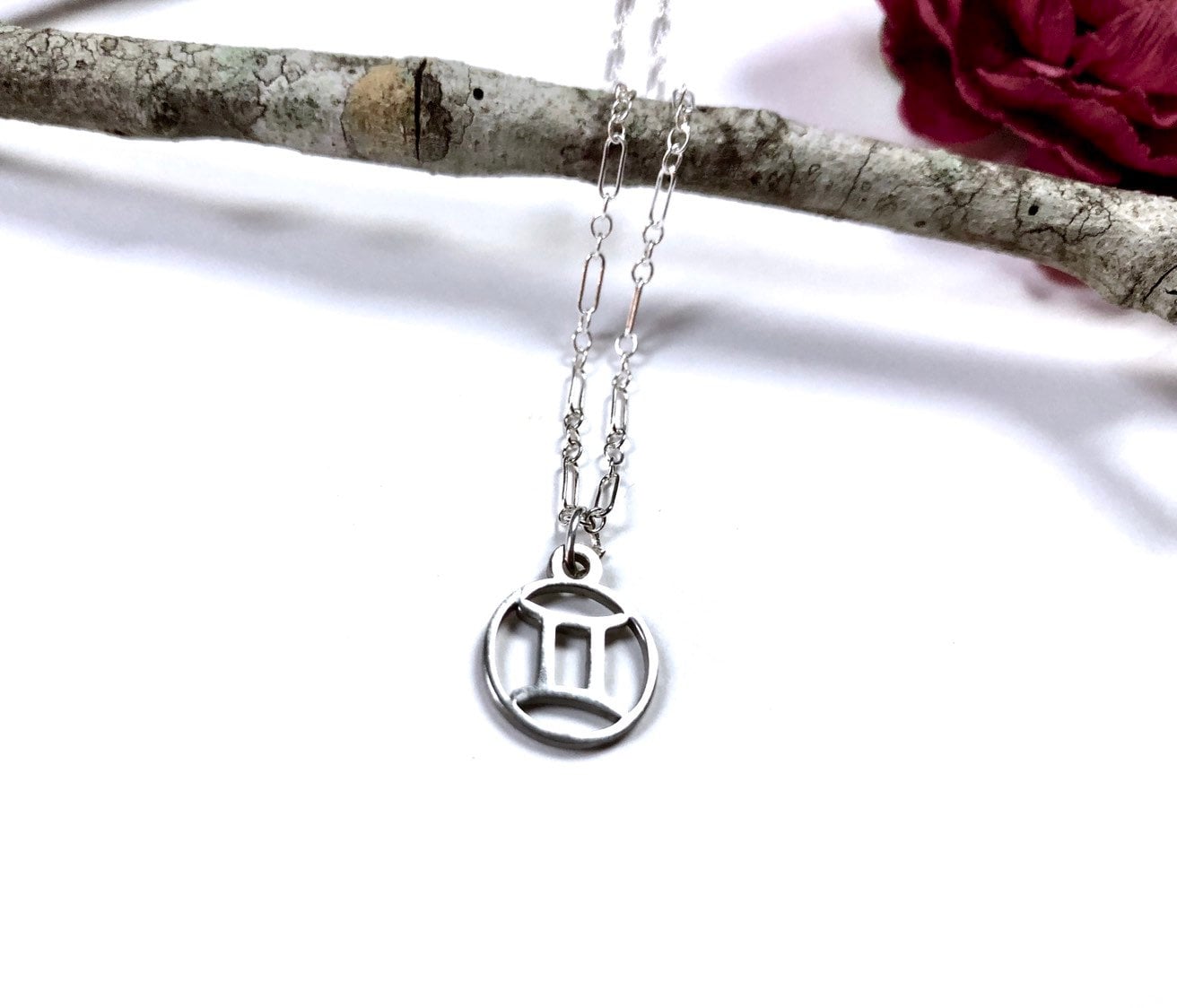 Silver Gemini Zodiac Necklace Gemini 