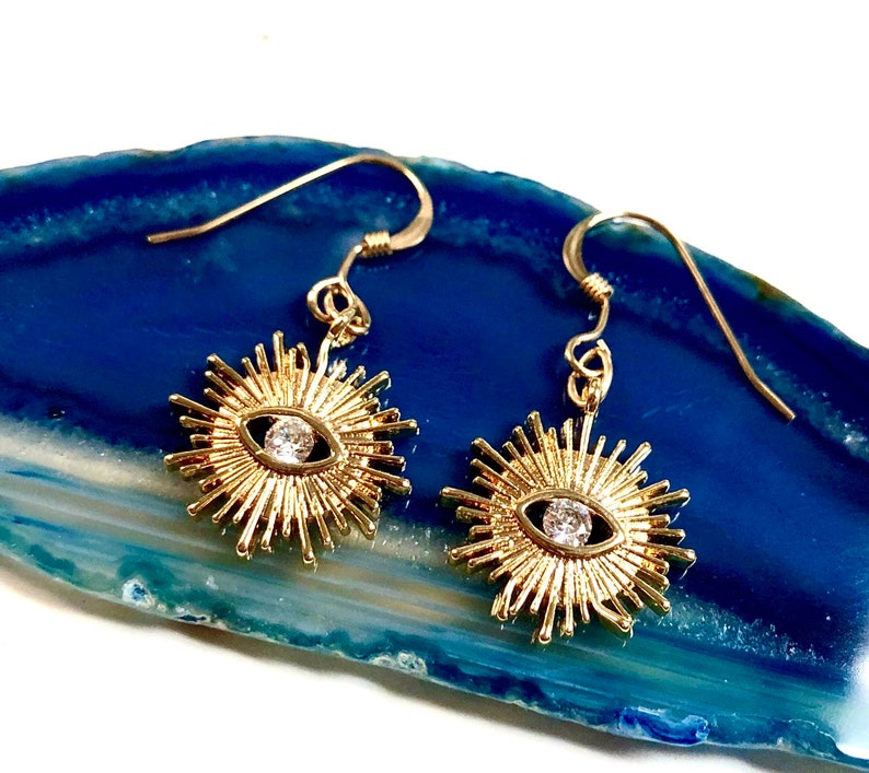 Gold Evil Eye Earrings Evil Eye Jewelry Evil Eye Charm Etsy