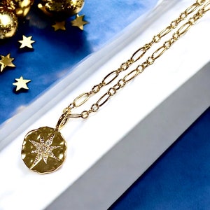 Collier étoile du nord délicat en or • Collier étoile du nord • Collier étoile polaire • Collier étoile polaire • Bijoux célestes • Chaîne en or 14 carats