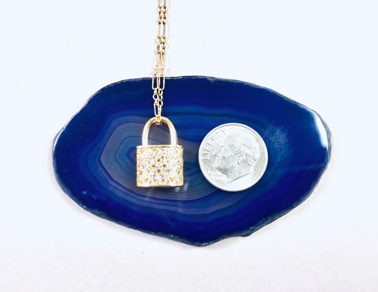 Dainty Gold Lock Necklace Small Lock Necklace Lock Layering Etsy