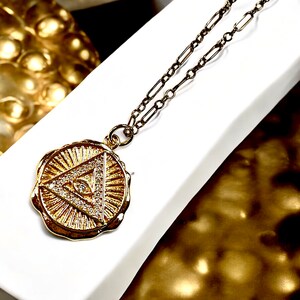 Gold Evil Eye Necklace • Protection Necklace •  Evil Eye Pendant •Protection Gift for Family • Eye of Protection • 14 alt Gold Filled Chain
