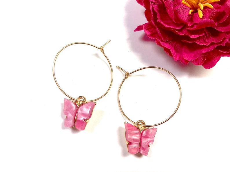 Butterfly Earrings Butterfly Hoop Earrings Gold Hoop Etsy