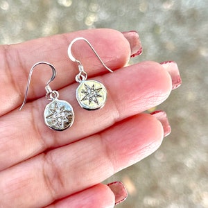 Dainty Silver North Star Earrings, North Star Earrings, Star Earrings, Starburst Earrings, North Star Jewelry, Minimalist Earrings