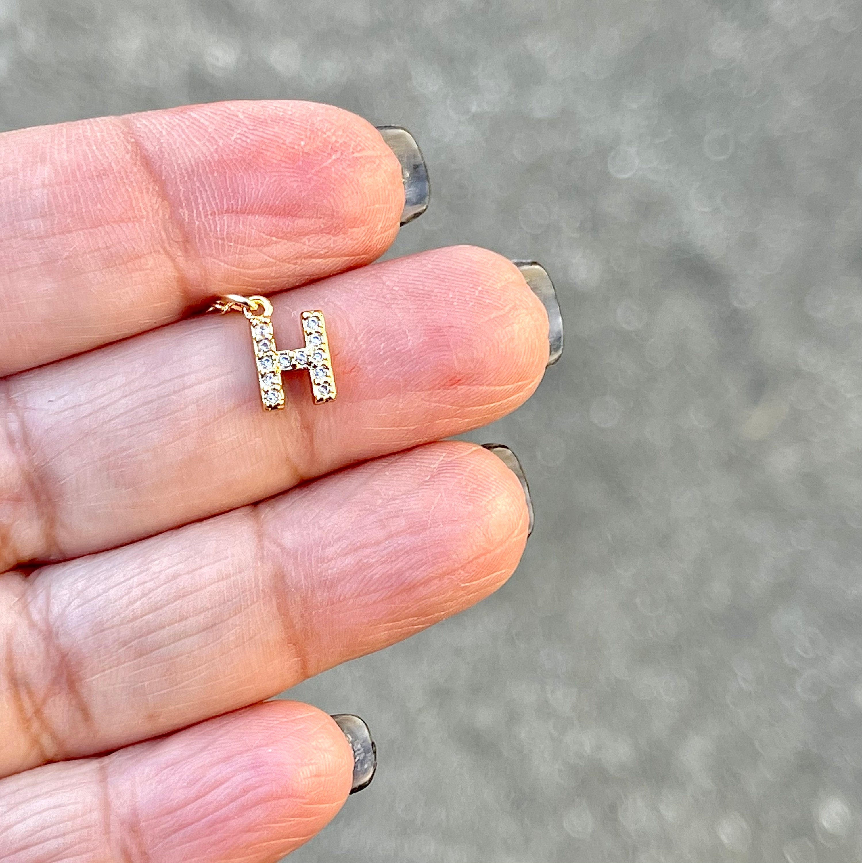 Tiny Gold Initial H Necklace Initial Necklace Letter H Etsy