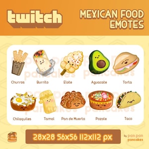 Mexican Food Emote Value Pack (10) | Twitch, Discord, YouTube | Ready to Use | Churros, Burrito, Torta, Taco | Cute Kawaii Streaming